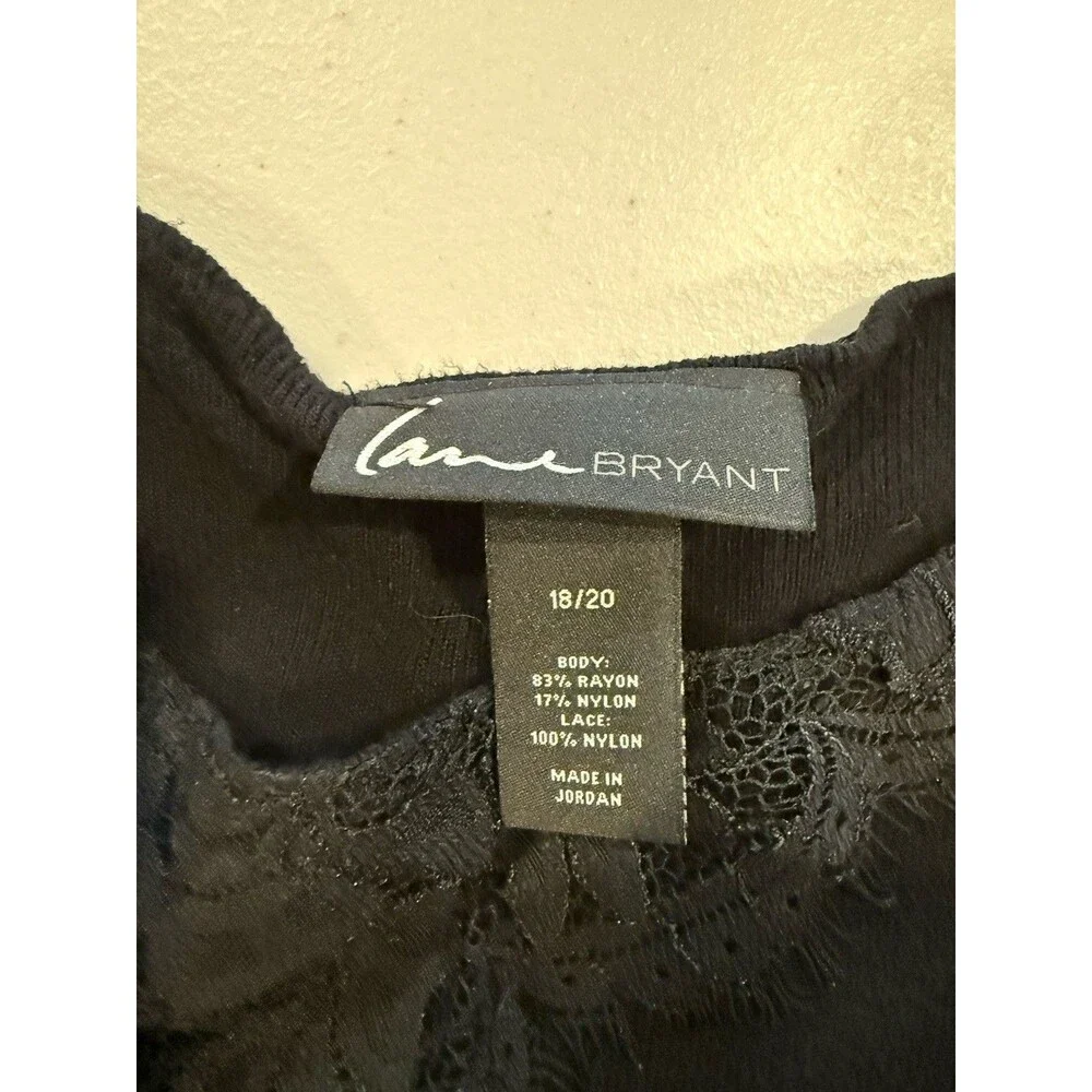 Lane Bryant 3/4 Sleeve Knit Sweater Womens 18/20 Black Lace Stretch Travel